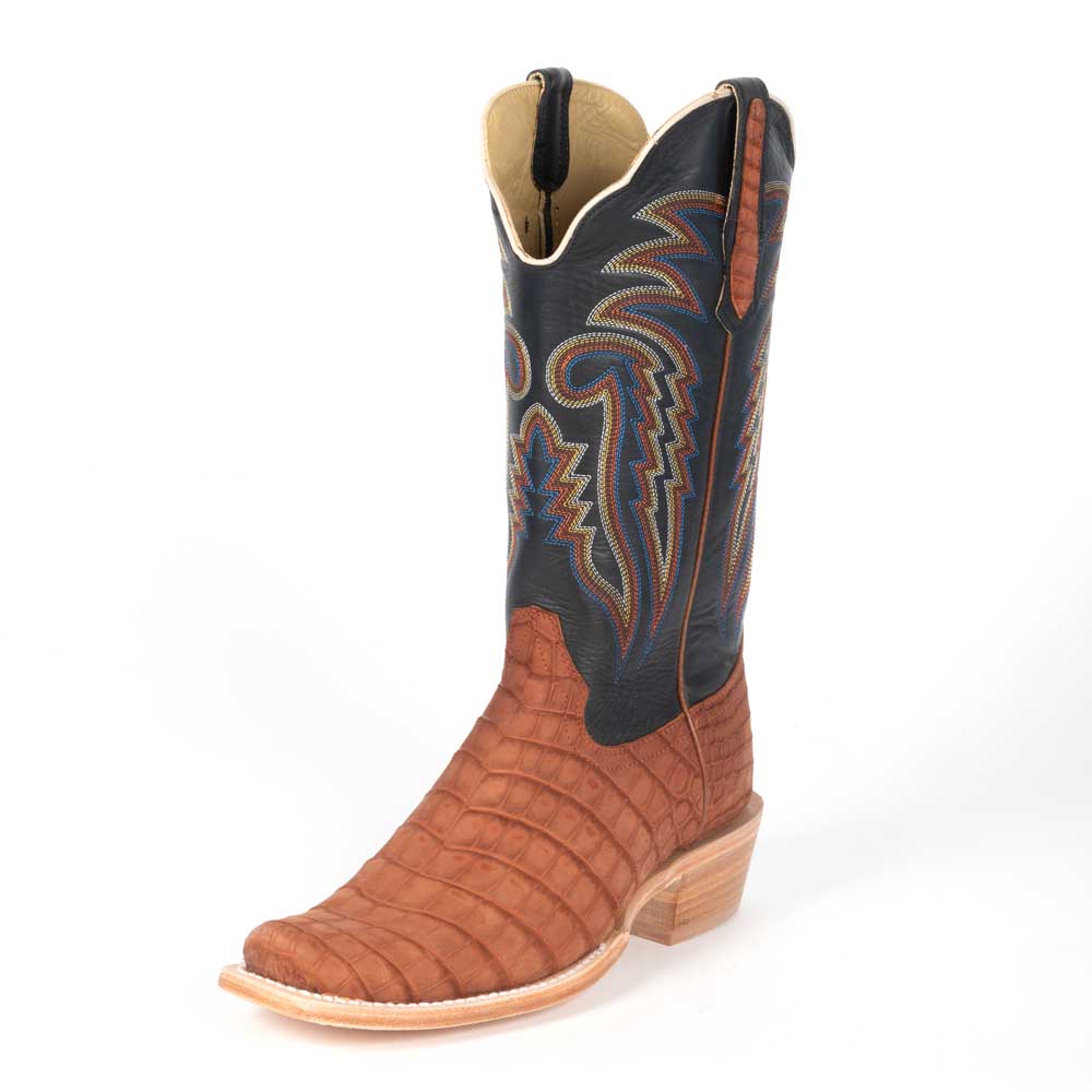 R. Watson Men's Cognac Suede Nile Crocodile Boot - FINAL SALE MEN - Footwear - Exotic Western Boots R Watson   