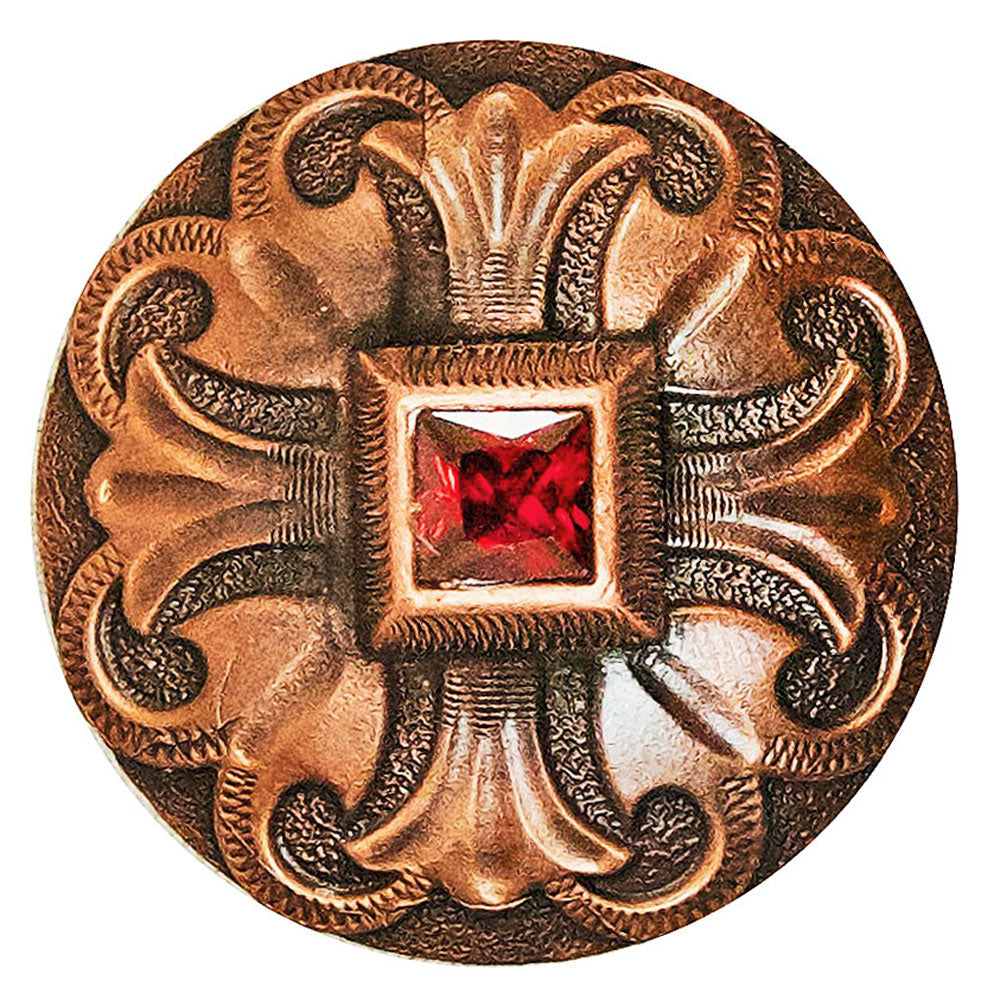 Copper Concho with Red Raised Stone