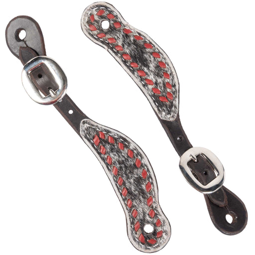 Teskey's Youth Cowhide Buckstitch Spur Straps Tack - Spur Straps Teskey's
