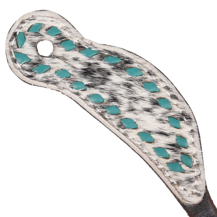 Teskey's Youth Cowhide Buckstitch Spur Straps Tack - Spur Straps Teskey's Turquoise