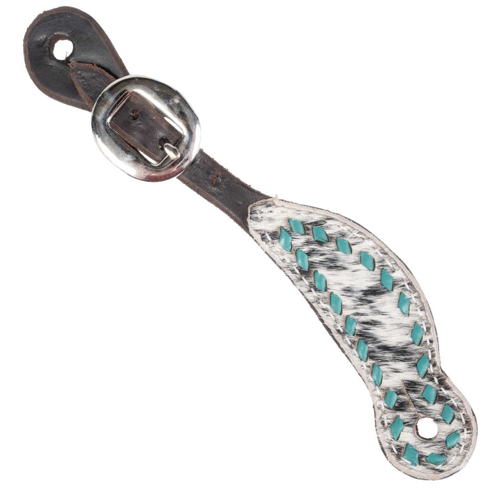 Teskey's Youth Cowhide Buckstitch Spur Straps Tack - Spur Straps Teskey's