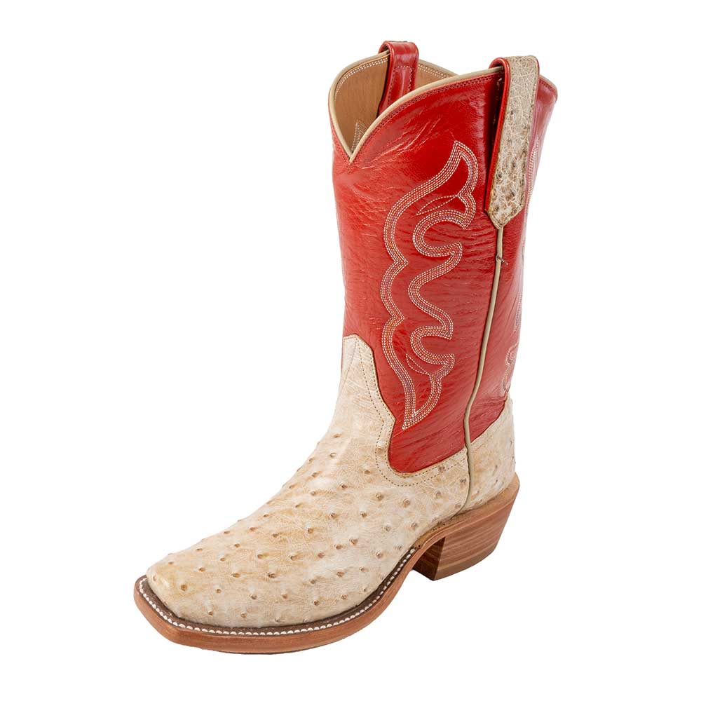 Rios Of Mercedes Antique Saddle White Wax Full Quill Ostrich Boot WOMEN - Footwear - Boots - Exotic Boots Rios of Mercedes Boot Co.   
