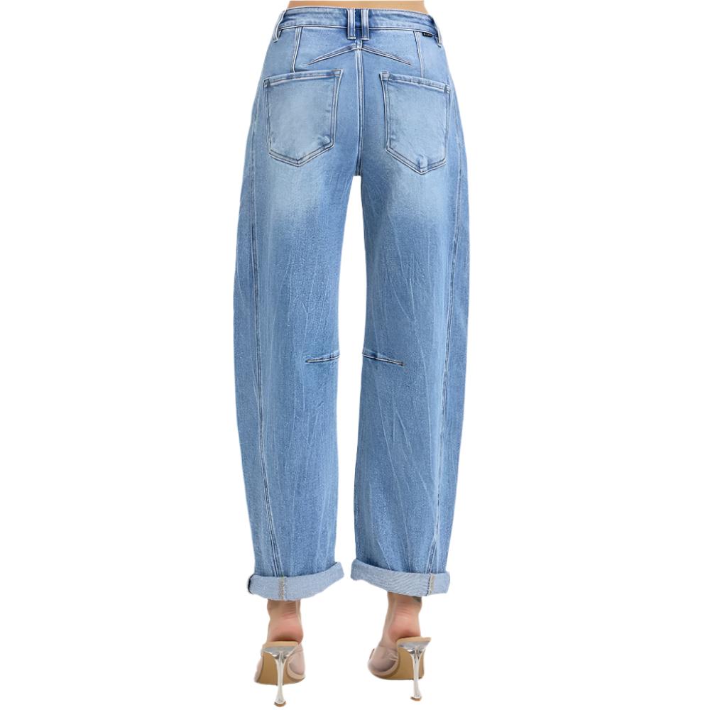 Risen High Rise Boyfriend Cuffed Barrel Jeans