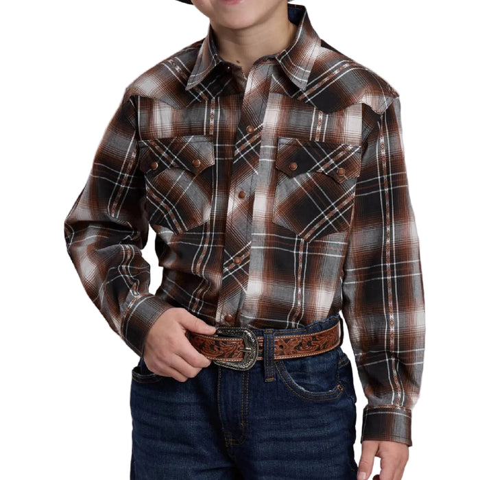 Roper Boy's Triple Diamond Plaid Snap Shirt