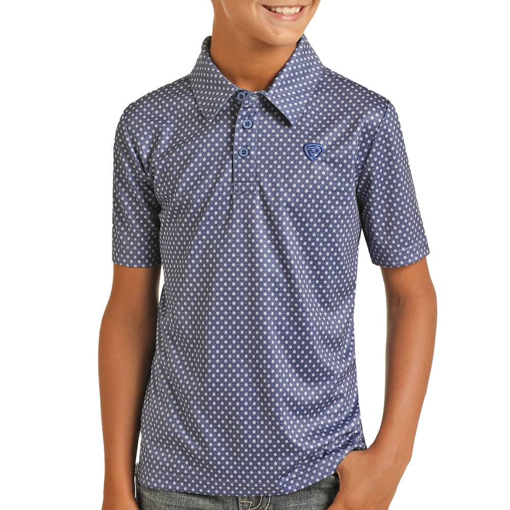 Rock & Roll Denim Boy's Micro Geo Polo KIDS - Boys - Clothing - Shirts - Short Sleeve Shirts Panhandle   