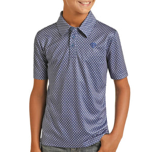Rock & Roll Denim Boy's Micro Geo Polo KIDS - Boys - Clothing - Shirts - Short Sleeve Shirts Panhandle   