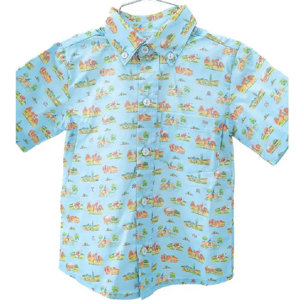 Ruth and Ralph Blue Cowboy Toile Conrad Button Up Shirt KIDS - Baby - Baby Boy Clothing Ruth and Ralph