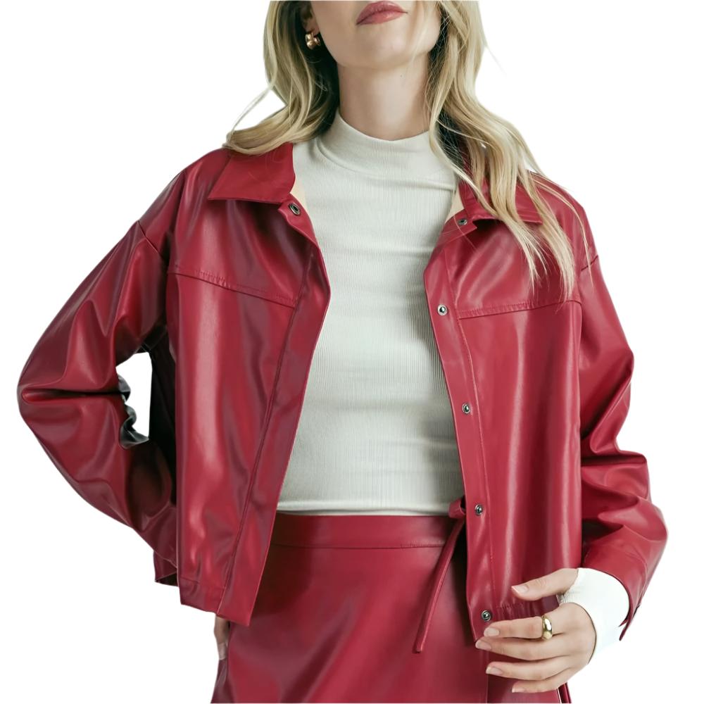 Sadie & Sage Wine Down Faux Leather Jacket WOMEN - Clothing - Outerwear - Jackets Sadie & Sage   