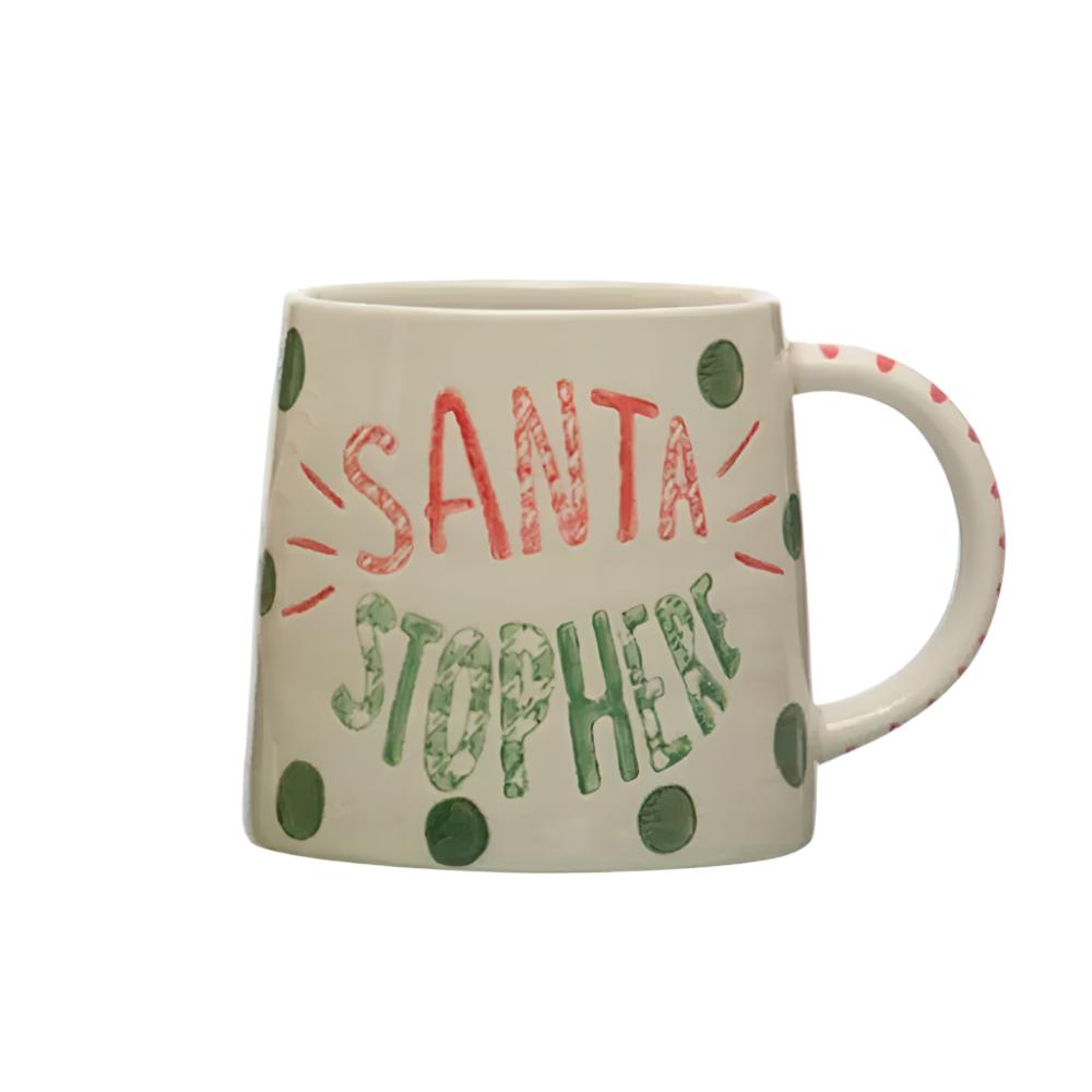 Santa Stop Here 8oz Stoneware Mug HOME & GIFTS - Home Decor - Seasonal Decor Creative Co-Op   