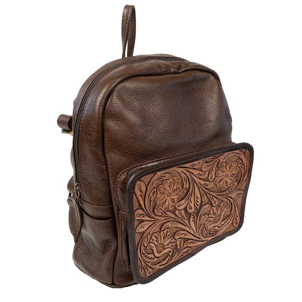 Scout Leather Co. Annie Tooled Single Pocket Backpack - Brown - Teskeys