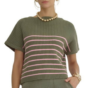 Striped Sweater Top WOMEN - Clothing - Tops - Short Sleeved Entro   