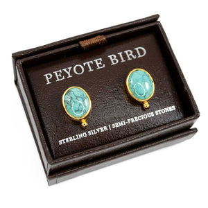 Gold Plated Turquoise Stud Earrings WOMEN - Accessories - Jewelry - Earrings Peyote Bird Designs A  