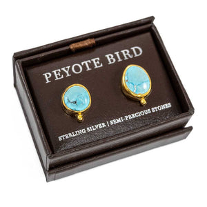 Gold Plated Turquoise Stud Earrings WOMEN - Accessories - Jewelry - Earrings Peyote Bird Designs B  