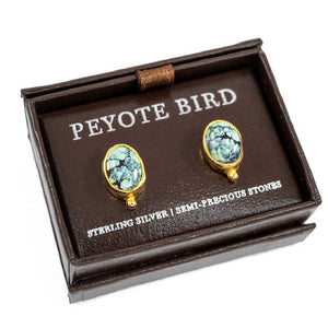 Gold Plated Turquoise Stud Earrings WOMEN - Accessories - Jewelry - Earrings Peyote Bird Designs D  