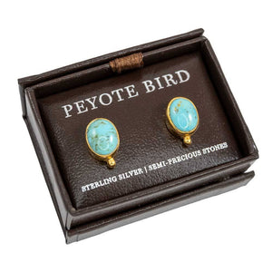 Gold Plated Turquoise Stud Earrings WOMEN - Accessories - Jewelry - Earrings Peyote Bird Designs E  