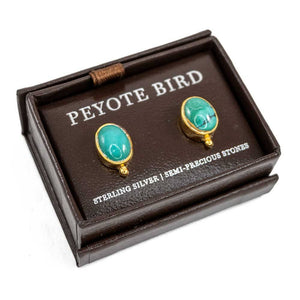 Gold Plated Turquoise Stud Earrings WOMEN - Accessories - Jewelry - Earrings Peyote Bird Designs F  