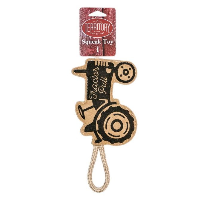 Natural Leather Tractor Pull Squeaker Dog Tug Toy
