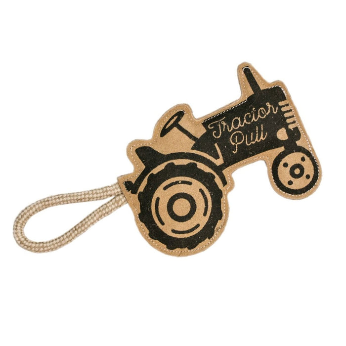 Natural Leather Tractor Pull Squeaker Dog Tug Toy