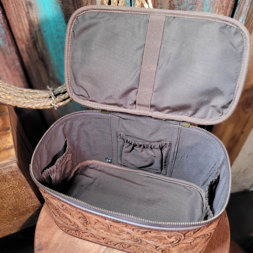 6666 Collection Tooled Leather Train Case Teskeys