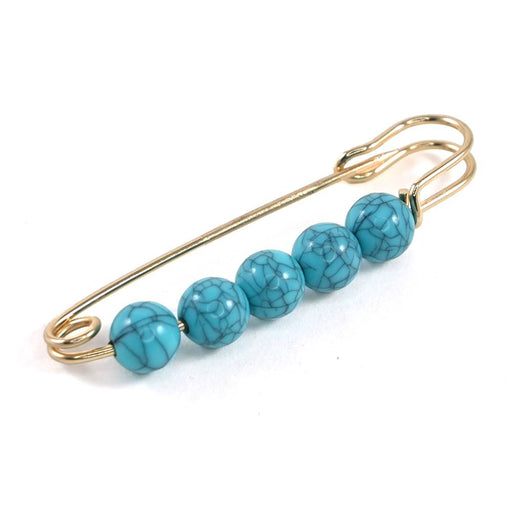 Turquoise Safety Pin Hat Pin WOMEN - Accessories - Jewelry - Pins & Pendants Wild Indigo   
