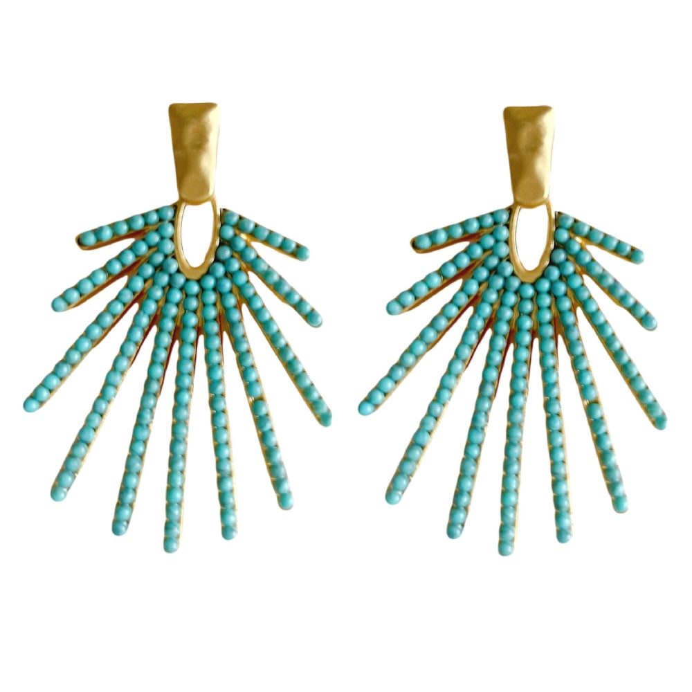 Turquoise Sunburst Statement Earrings WOMEN - Accessories - Jewelry - Earrings St Armands Design of Sarasota   