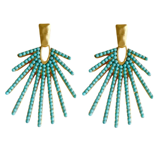 Turquoise Sunburst Statement Earrings WOMEN - Accessories - Jewelry - Earrings St Armands Design of Sarasota   