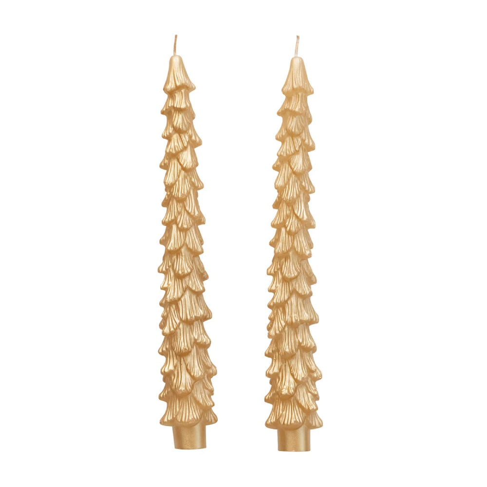 Unscented Gold Tree Shaped Taper Candles HOME & GIFTS - Home Decor - Seasonal Decor Creative Co-Op   