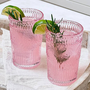 Vintage Textured Drinking Glass - Pink HOME & GIFTS - Tabletop + Kitchen - Dinnerware Kate Aspen   