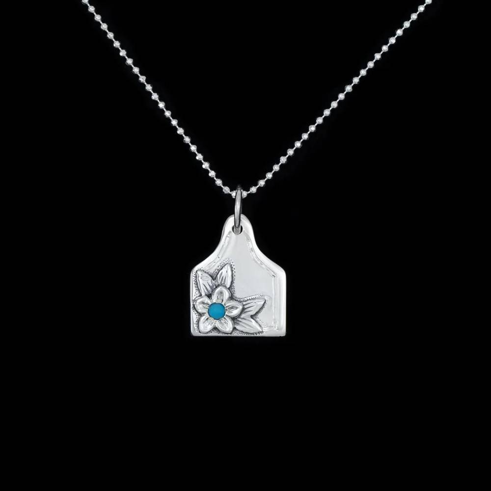 VOGT The Turquoise Blossom Ear Tag Pendant Necklace WOMEN - Accessories - Jewelry - Necklaces Vogt Silversmiths   