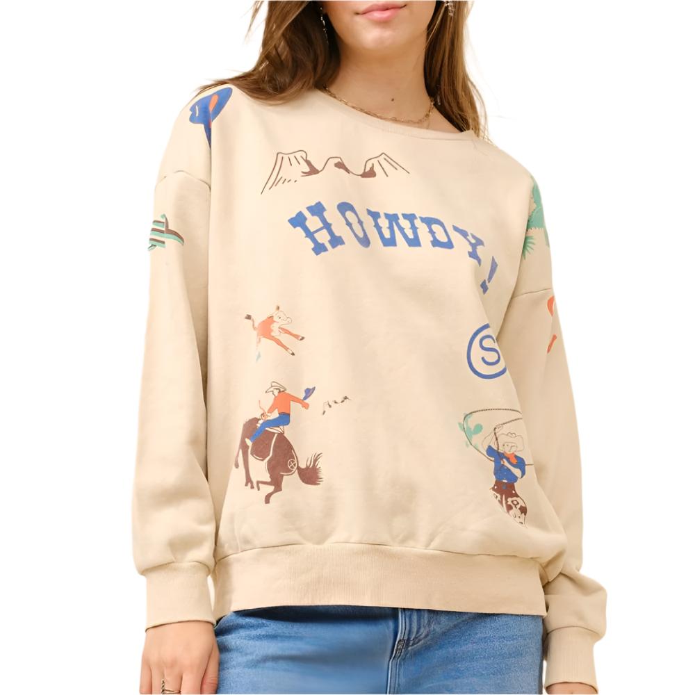 Western Graphic Sweatshirt WOMEN - Clothing - Pullovers & Hoodies Blue B