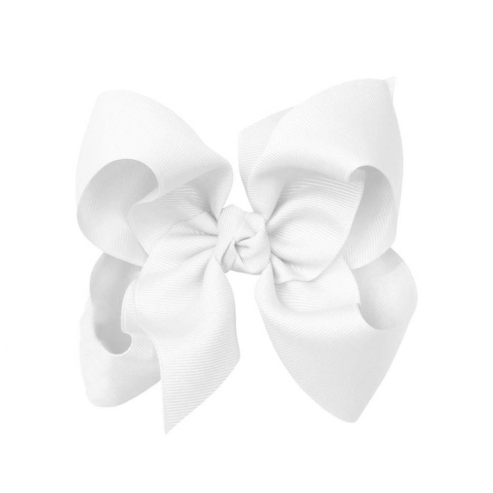 Signature Grosgrain Bow on Clip - 5.5" White KIDS - Girls - Accessories Beyond Creations LLC   