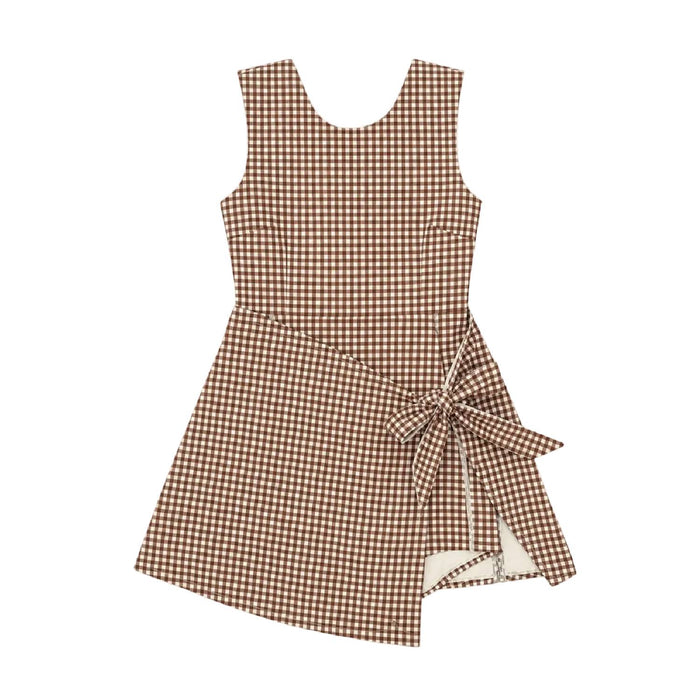 Women's Brown Gingham Athletic Dress