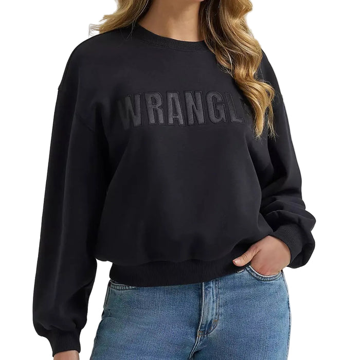 Wrangler Women's Logo Canyon Crew Sweatshirt Black
