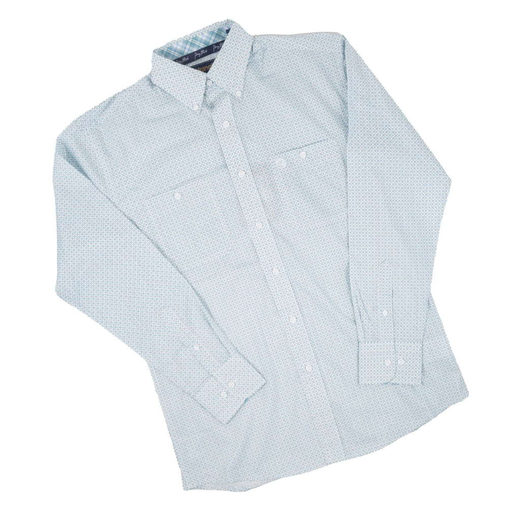 Wrangler George Strait Teal Chain Shirt MEN - Clothing - Shirts - Long Sleeve Shirts Wrangler   