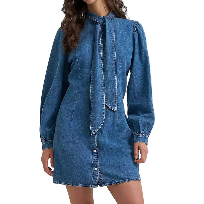 Wrangler Women's Retro Americana Neck-Tie Denim Dress