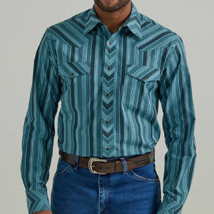 Wrangler Silver Edition Stripe Snap Shirt - FINAL SALE MEN - Clothing - Shirts - Long Sleeve Shirts Wrangler   