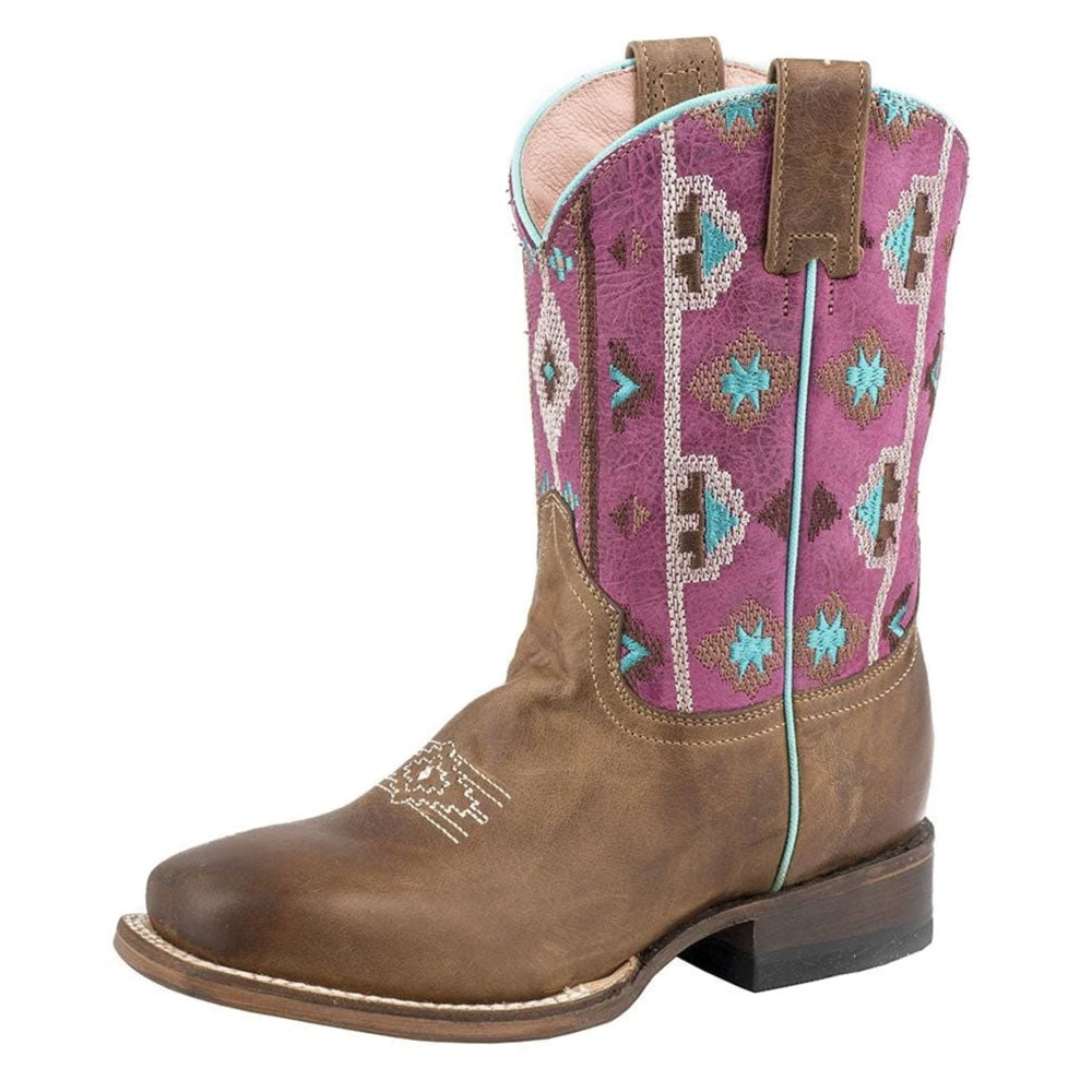 Kids Roper Arizona Aztec Pink Cowgirl Boot- FINAL SALE KIDS - Footwear - Boots Roper Apparel & Footwear   