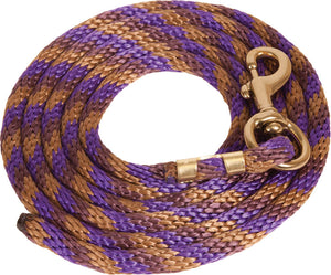 Poly Lead Rope with Bolt Snap Tack - Halters & Leads - Leads Teskey's Purple/Tan/Burgundy  