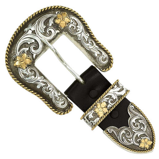 Montana Silversmiths Antiqued Two-Tone Filigree 3-Piece Belt Buckle Set ACCESSORIES - Additional Accessories - Buckles Montana Silversmiths   