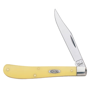 Yellow Handle SS Barehead Slimline Trapper Knives Case   