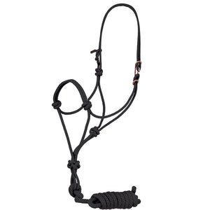 Easy-On Rope Halter with Lead Tack - Halters & Leads Mustang Black  