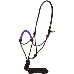 Solid Nose Rope Halter with Lead Tack - Halters & Leads Mustang Purple  