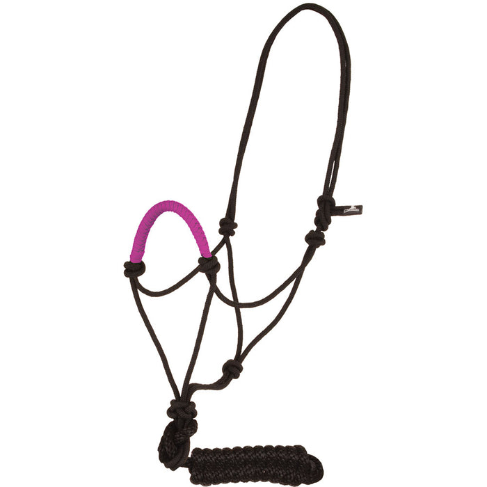 Solid Nose Rope Halter with Lead Tack - Halters & Leads Mustang Pink