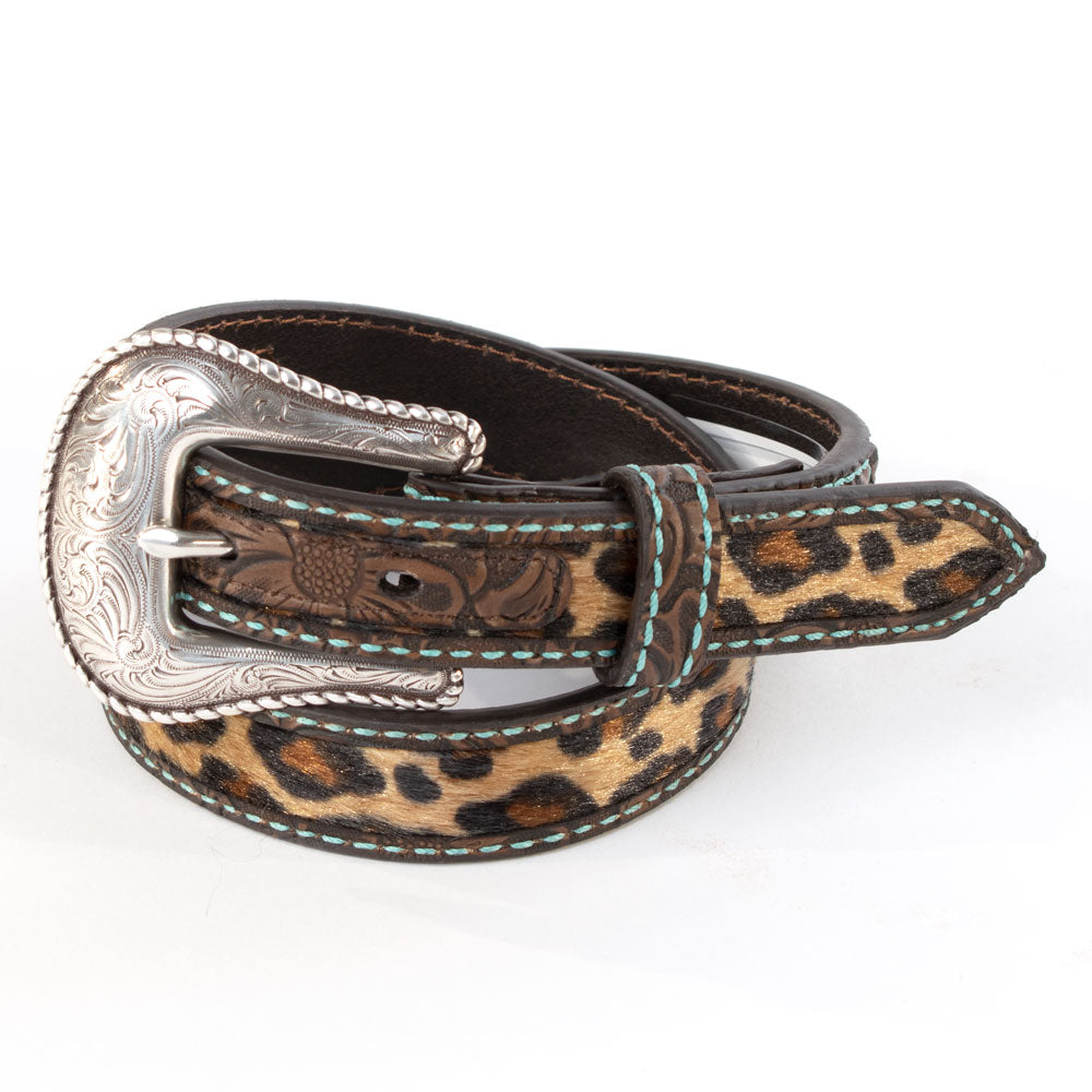 Ariat Girls Leopard Turquoise Stitch Belt - Teskeys