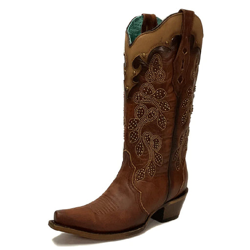 Corral Tan Overlay Embroidered & Studs Boot - FINAL SALE WOMEN - Footwear - Boots - Western Boots Corral Boots   