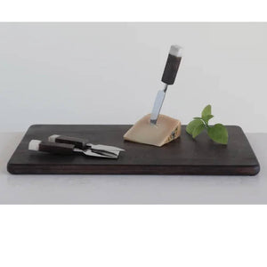 Acacia Chopping Board & Knives HOME & GIFTS - Tabletop + Kitchen - Serveware & Utensils Creative Co-Op   