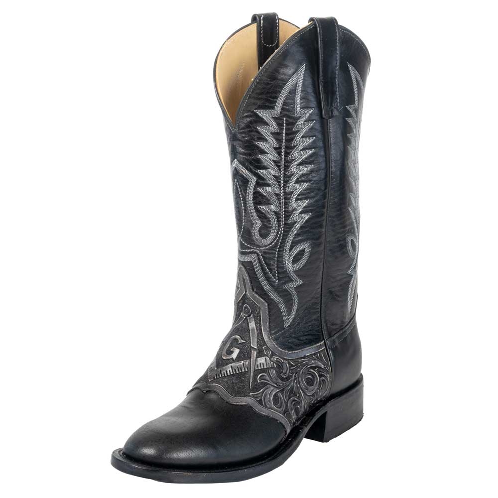 Anderson Bean Black Freemason Round Toe Boot. - Teskey's Exclusive MEN - Footwear - Western Boots Anderson Bean Boot Co.   