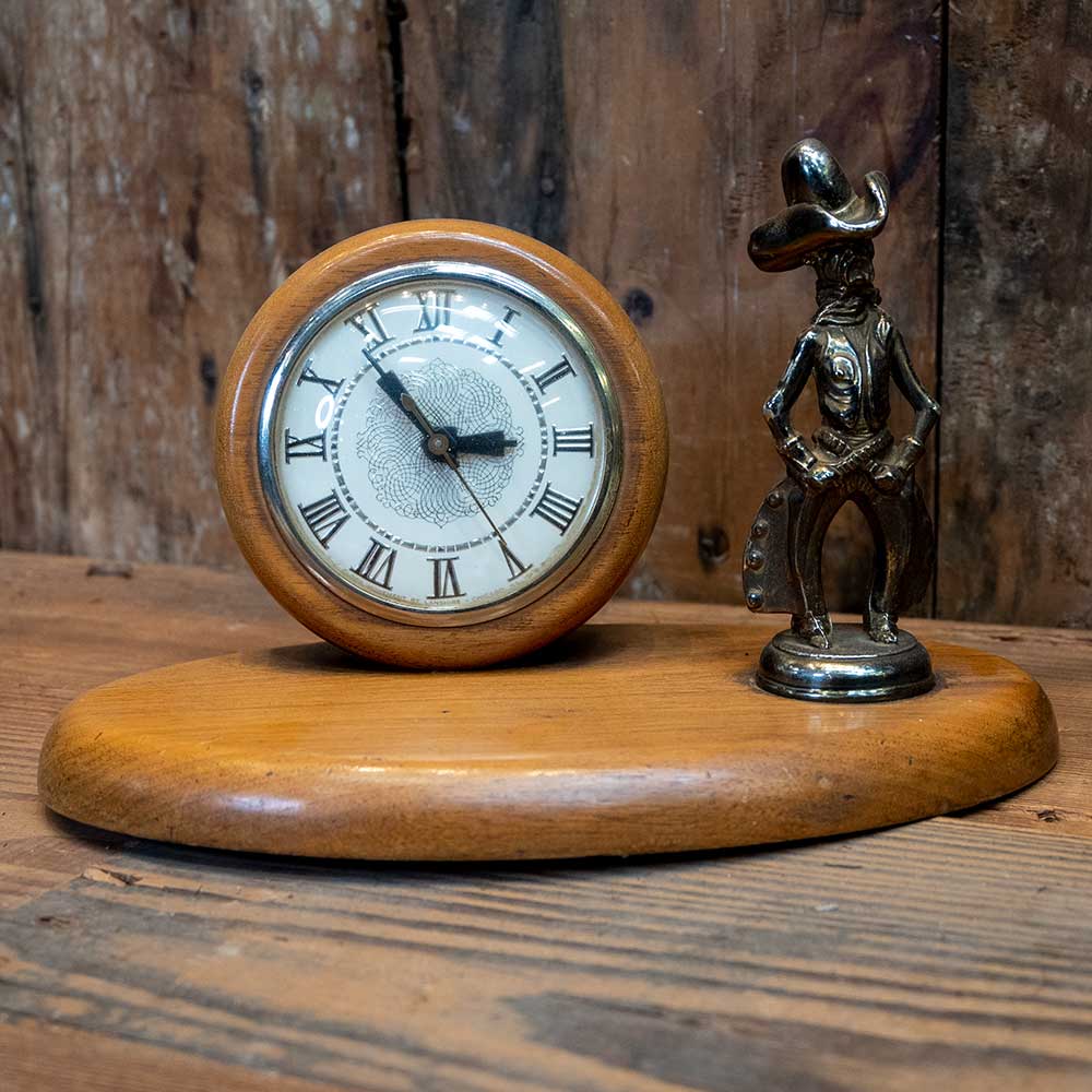 Western Decor - Art - Antique Cowboy Figurine & Clock. _C001 Collectibles MISC   