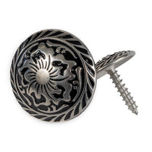 Silver & Black Floral Concho with Wood Screws Tack - Conchos & Hardware - Conchos MISC   