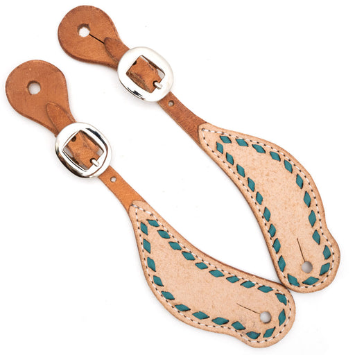Teskey's Roughout Buckstitched Spur Straps Tack - Spur Straps Teskey's Turquoise  